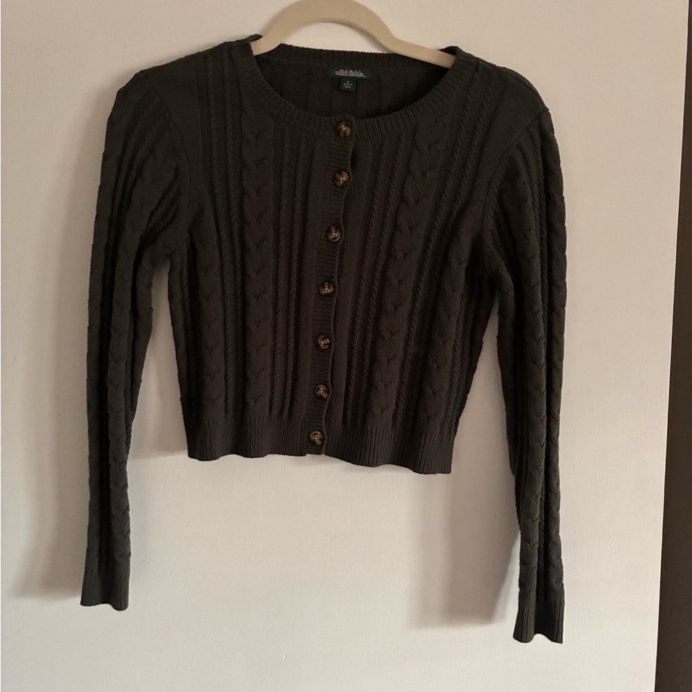Wild Fable Olive Green Cable Knit Cardigan